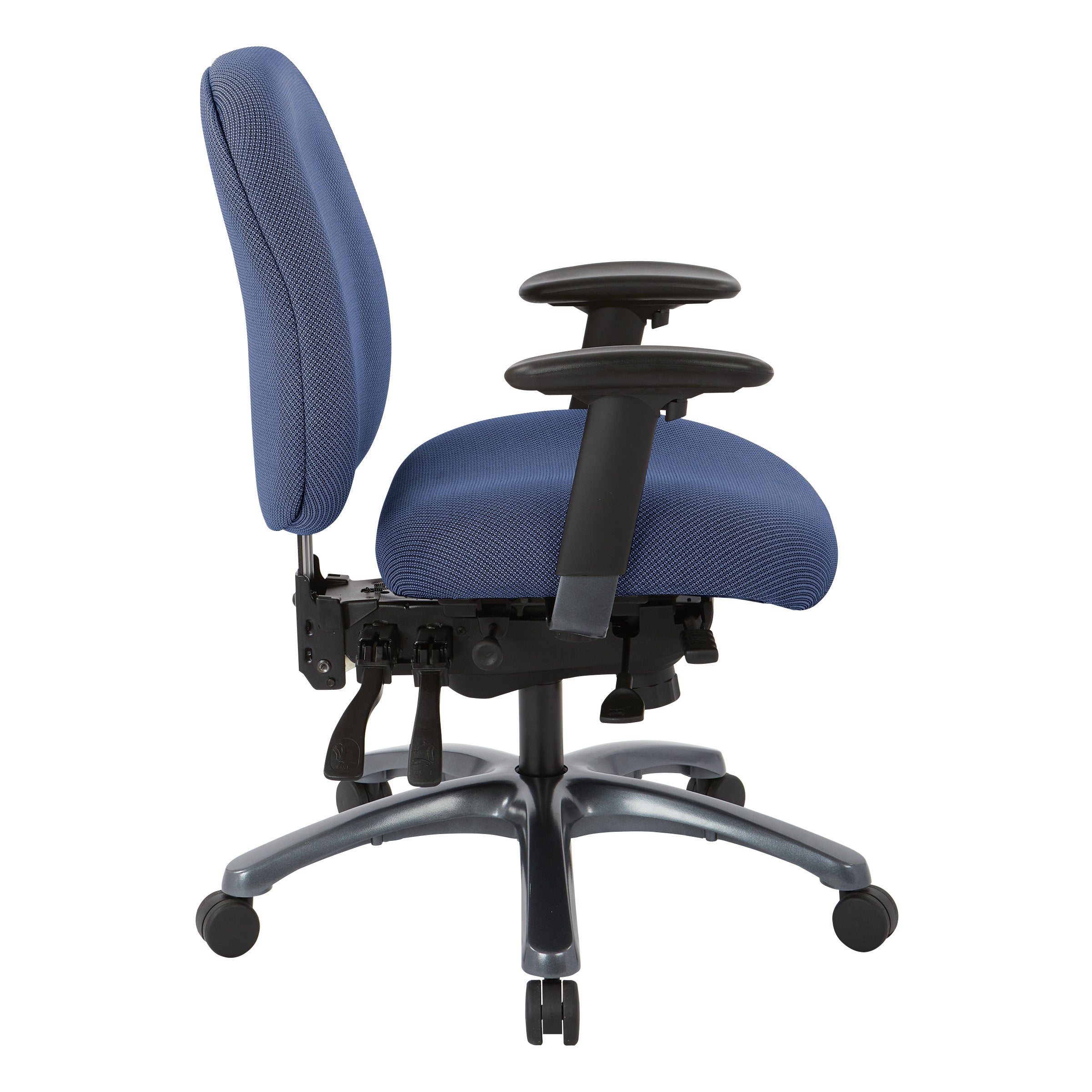 Multi-Function Mid Back Chair with Seat Slider and Titanium Finish Base